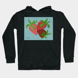 Strawberry Trio Papercut Illustration by MarcyBrennanArt Hoodie